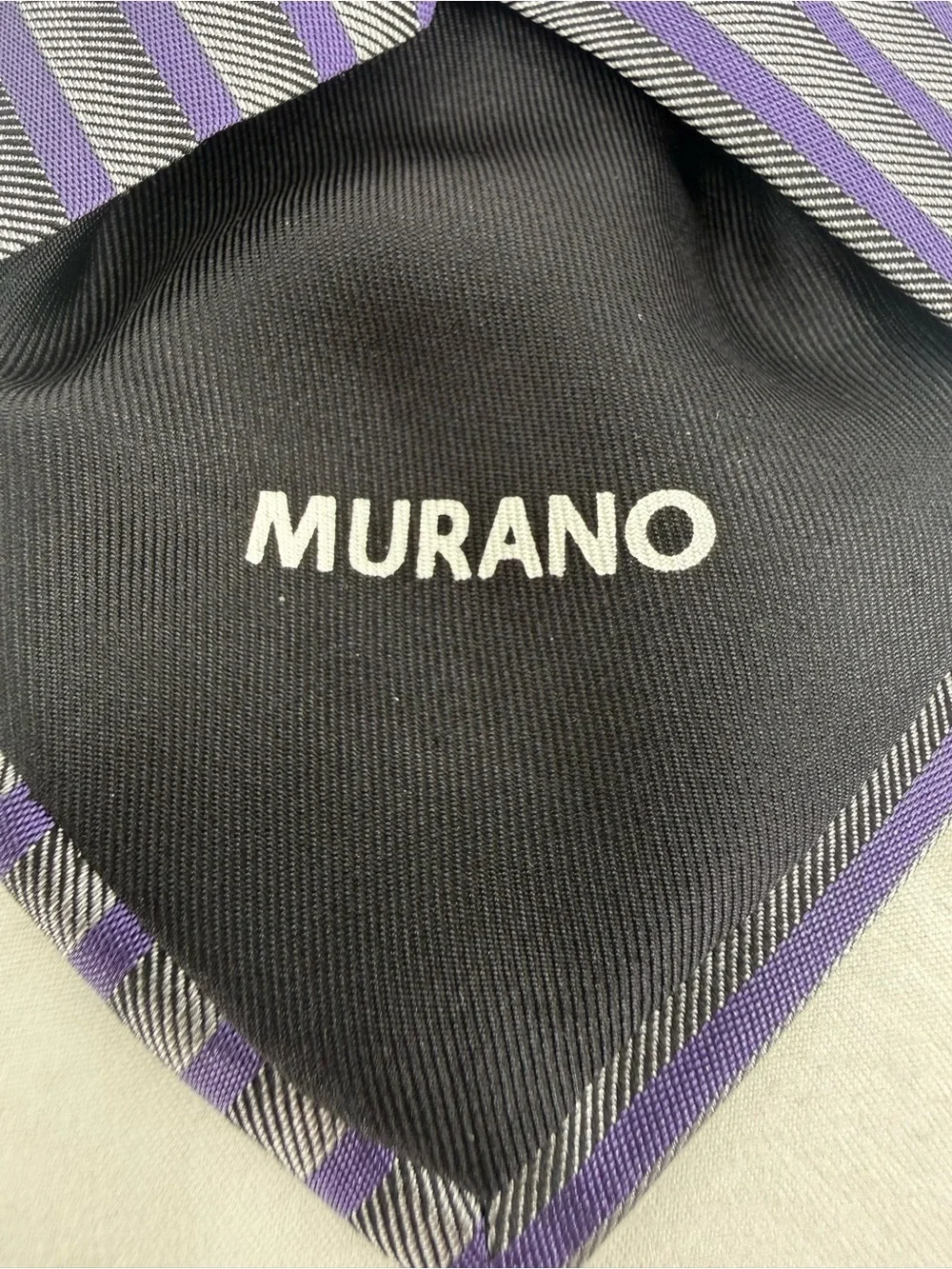 Murano Purple and Gray Striped Silk Tie